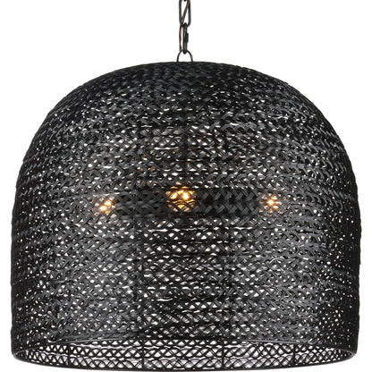 Piero Pendant by Currey and Company in satin black. Made from metal in a cottage & farmhouse style.