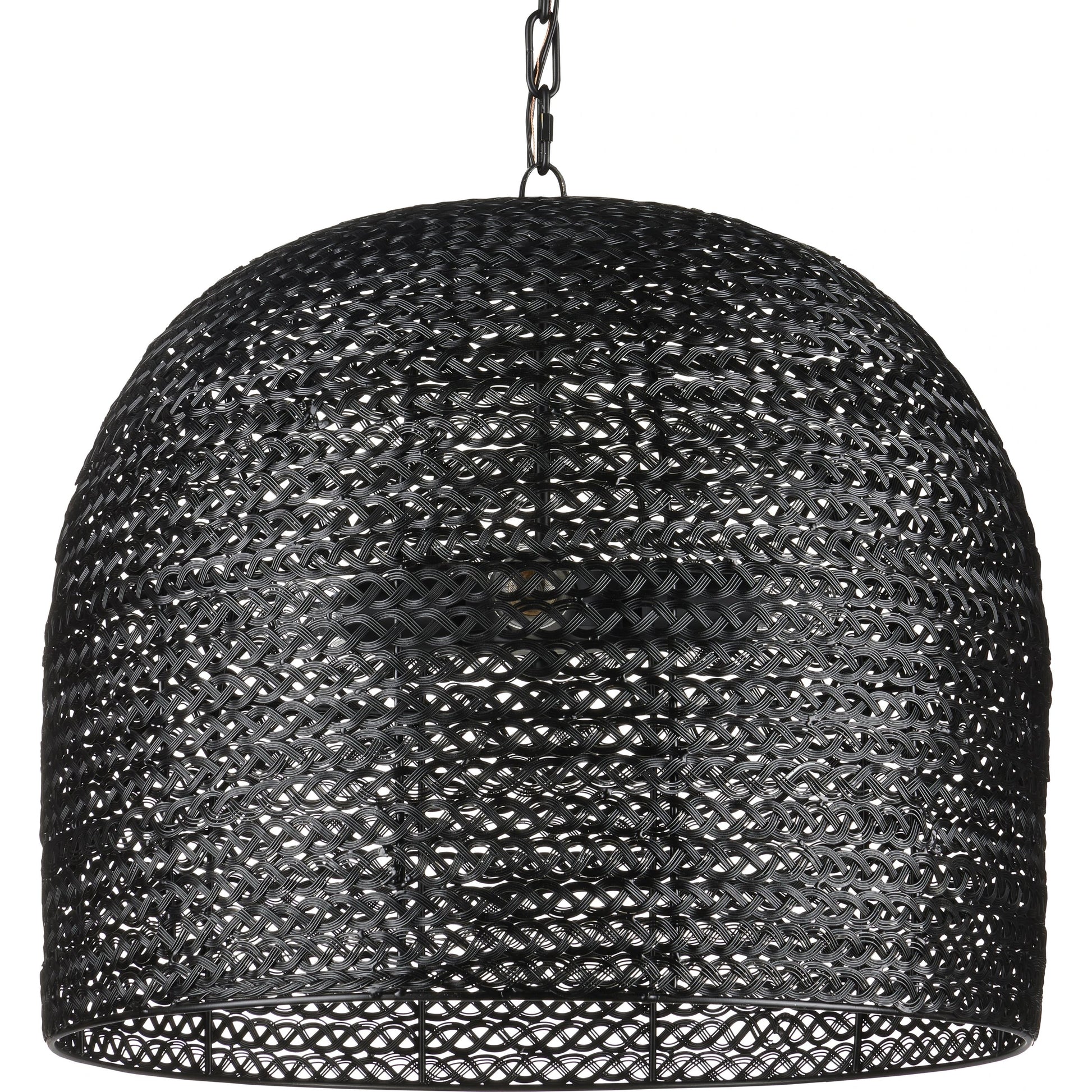 Piero Pendant by Currey and Company in satin black. Made from metal in a cottage & farmhouse style.