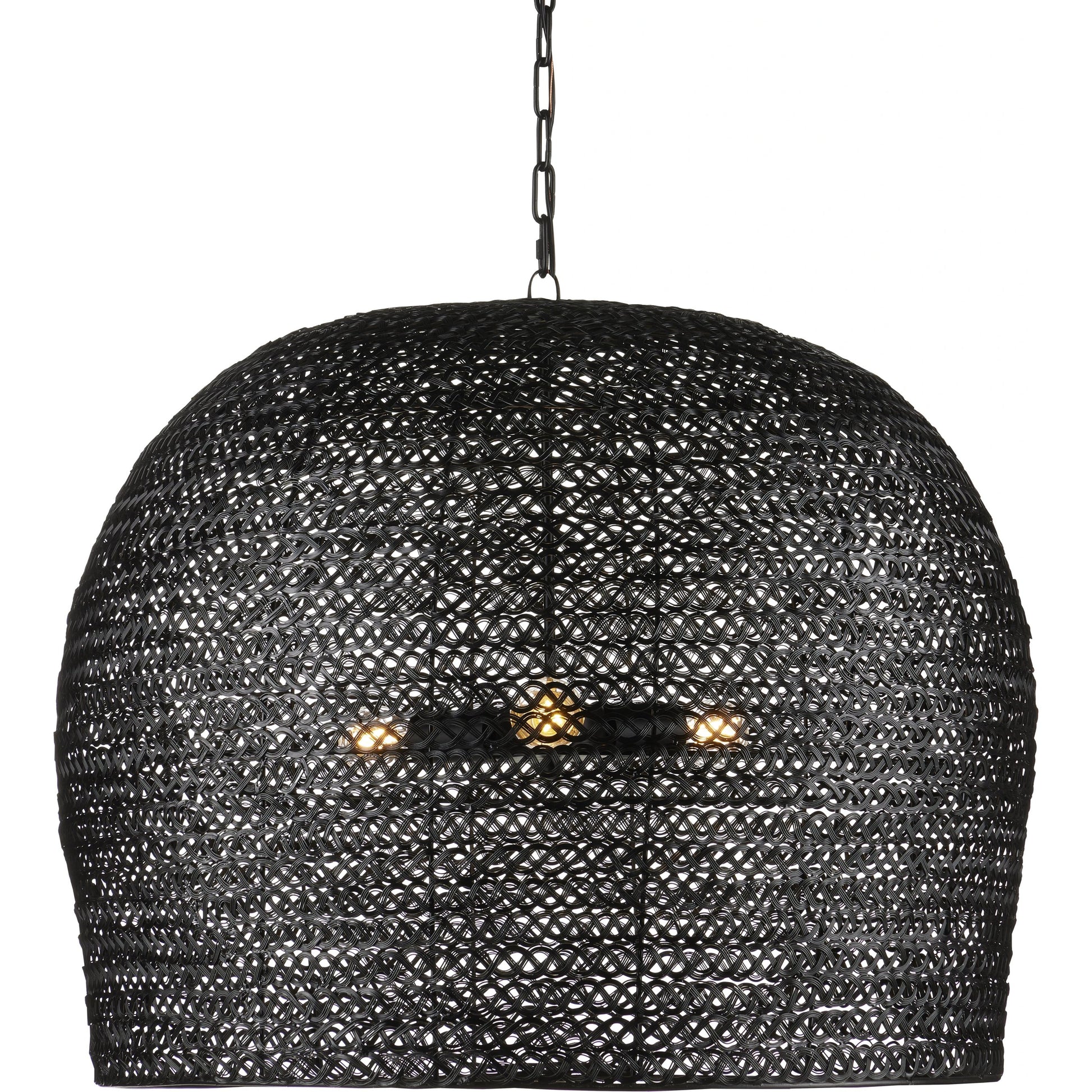 Piero Pendant by Currey and Company in satin black. Made from metal in a cottage & farmhouse style.