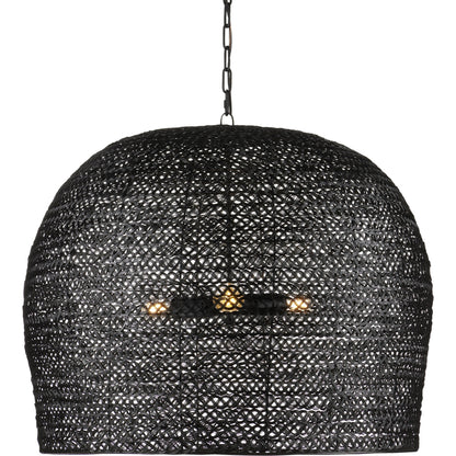 Piero Pendant by Currey and Company in satin black. Made from metal in a cottage & farmhouse style.