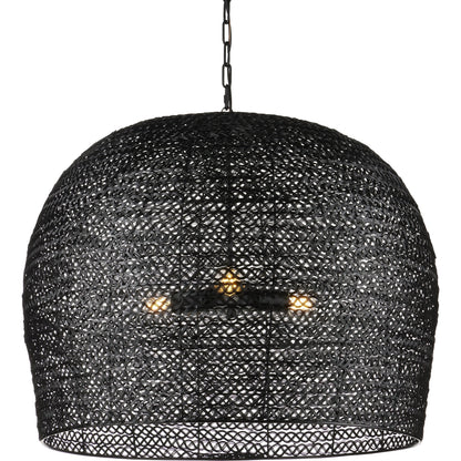 Piero Pendant by Currey and Company in satin black. Made from metal in a cottage & farmhouse style.