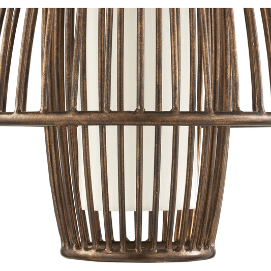 Benjiro Chandelier by Currey and Company in cupertino, off-white. Made from wrought iron in a modern style.