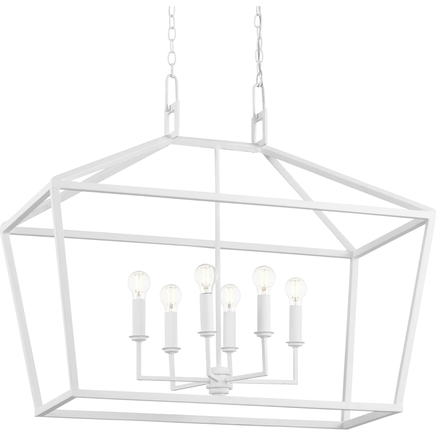 004 SI-1923897 | Primary Silo | Denison Rectangular Chandelier by Currey and Company in gesso white. Made from wrought iron in a modern style.