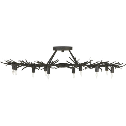 Rainforest Semi-Flush by Currey and Company in rustic bronze. Made from wrought iron in a modern style.