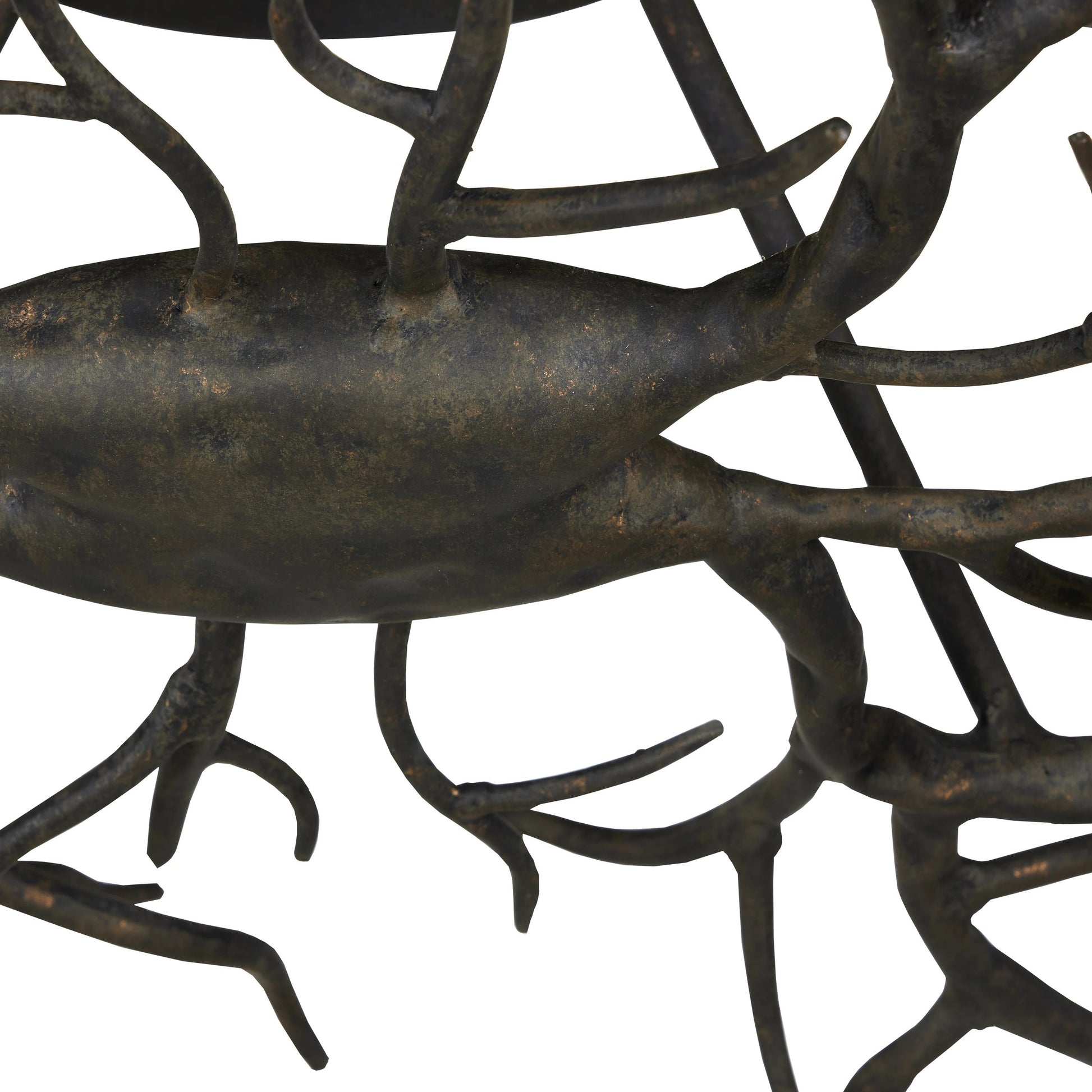 Rainforest Semi-Flush by Currey and Company in rustic bronze. Made from wrought iron in a modern style.