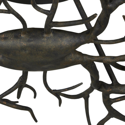 Rainforest Semi-Flush by Currey and Company in rustic bronze. Made from wrought iron in a modern style.