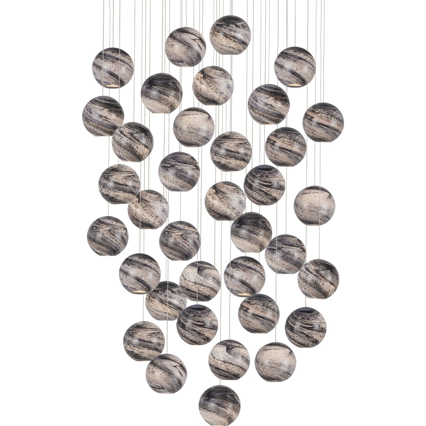 000 SI-1924083 | Additional Silo | Palatino 36-LIGHT Multi-Drop Pendant by Currey and Company in blue marbeled, silver. Made from earth with speckles, glass in a modern style.