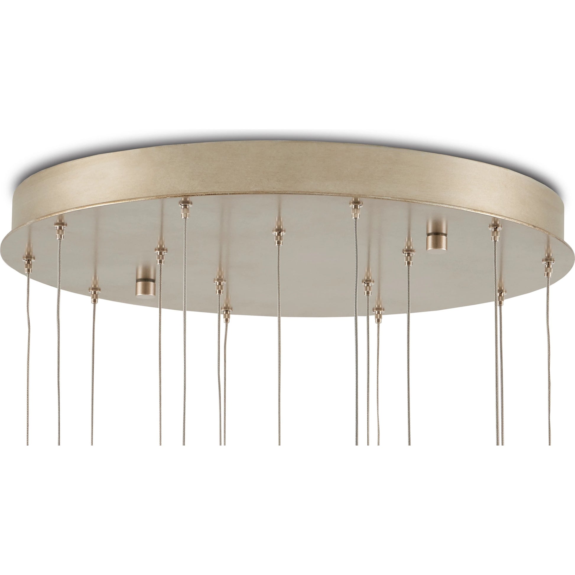 Pathos Round 15-LIGHT Multi-Drop Pendant by Currey and Company in antique silver, antique gold, matte charcoal, silver. Made from glass in a modern style.
