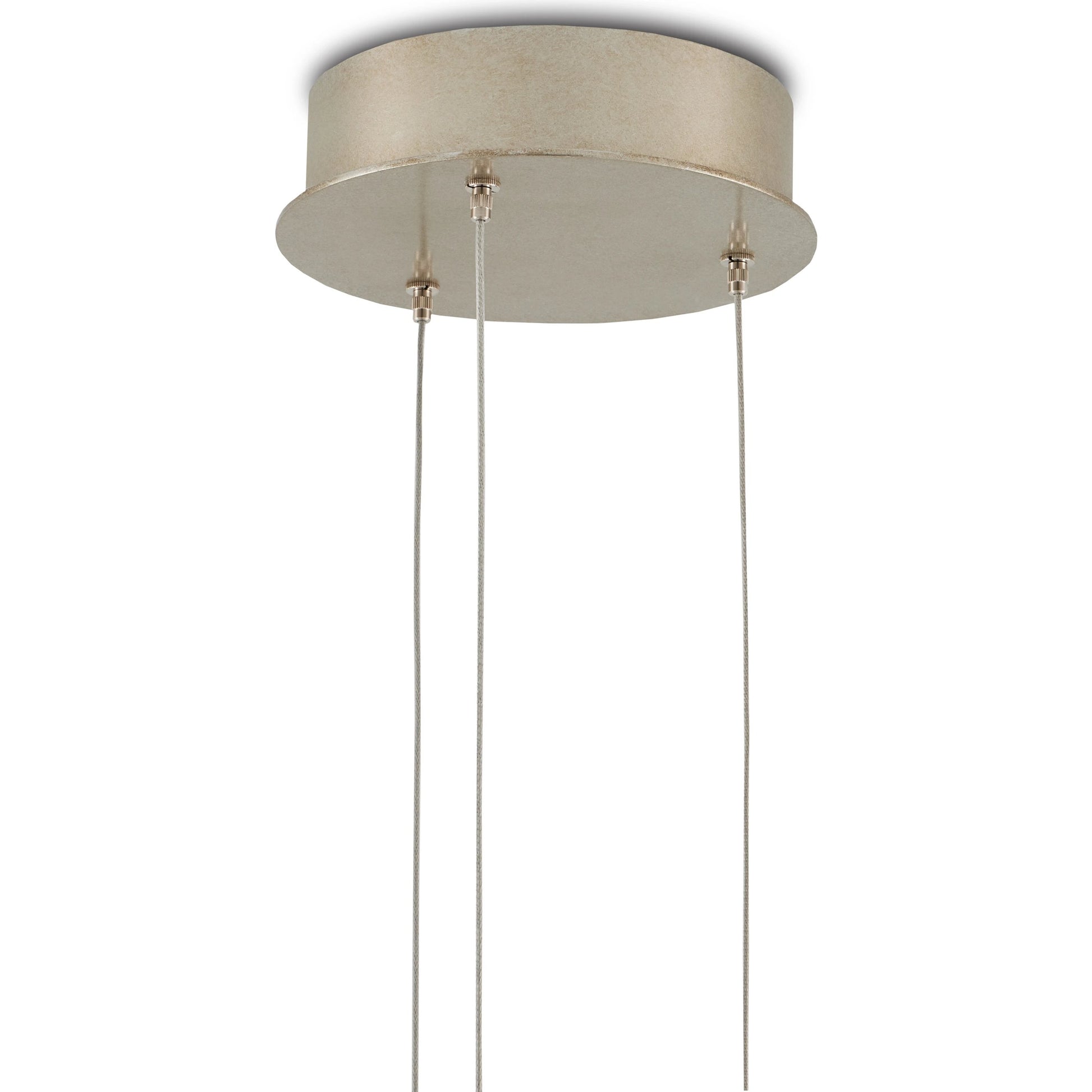 Iota 3-LIGHT Multi-Drop Pendant by Currey and Company in antique brass, silver. Made from brass in a modern style.