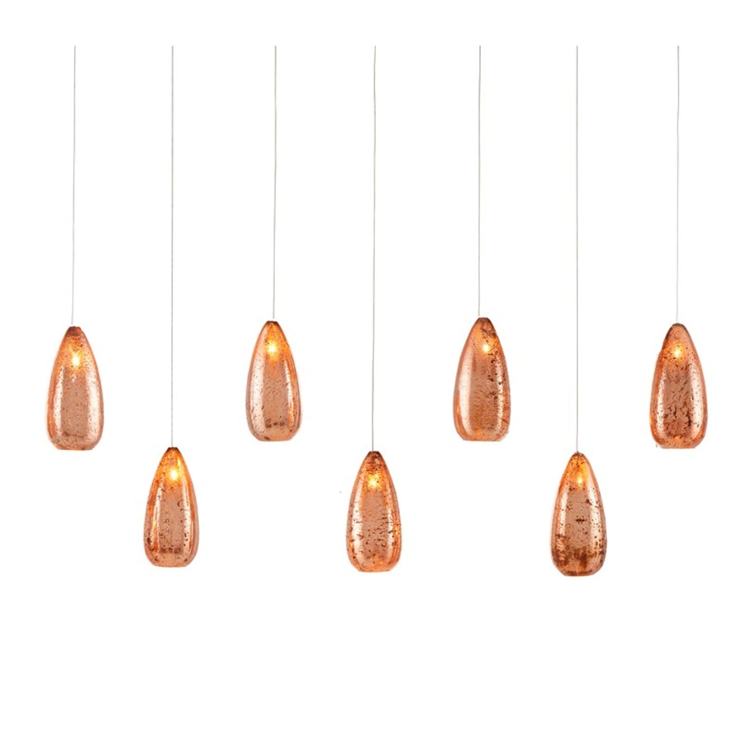 002 SI-1924127 | Additional Silo | Rame Rectangular 7-LIGHT Multi-Drop Pendant by Currey and Company in copper, silver. Made from copper, glass in a modern style.