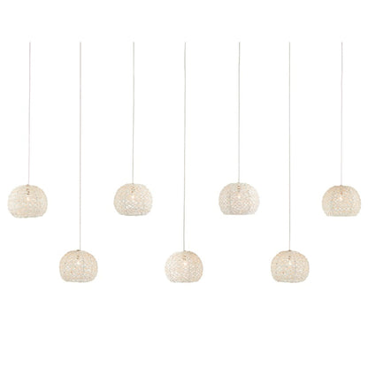 Piero Rectangular 7-LIGHT Multi-Drop Pendant by Currey and Company in sugar white, silver. Made from sugar white, metal in a modern style.