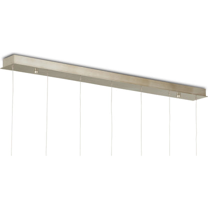 Palatino Rectangular 7-LIGHT Multi-Drop Pendant by Currey and Company in blue marbeled, silver. Made from earth with speckles, glass in a modern style.