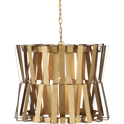 Chaconne Chandelier by Currey and Company in brass. Made from wrought iron in a modern style.