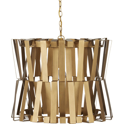 Chaconne Chandelier by Currey and Company in brass. Made from wrought iron in a modern style.