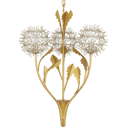 Dandelion Pendant by Currey and Company in contemporary silver leaf, contemporary gold leaf. Made from wrought iron in a modern style.