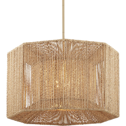 Mereworth Rope Chandelier by Currey and Company in beige, natural. Made from wrought iron, abaca rope in a coastal style.