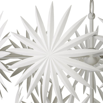 Bismarkia Chandelier by Currey and Company in gesso white. Made from wrought iron in a modern style.