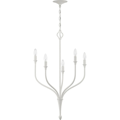 Rhodes 5-Light Chandelier by Lumanity in gesso white. Made from iron in a modern style.