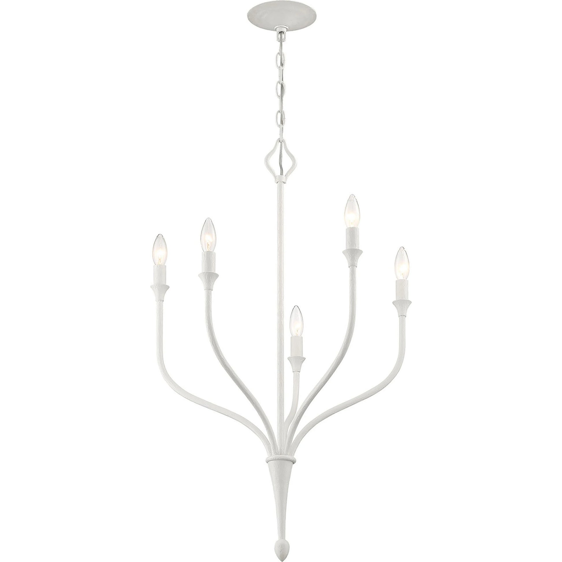 Rhodes 5-Light Chandelier by Lumanity in gesso white. Made from iron in a modern style.