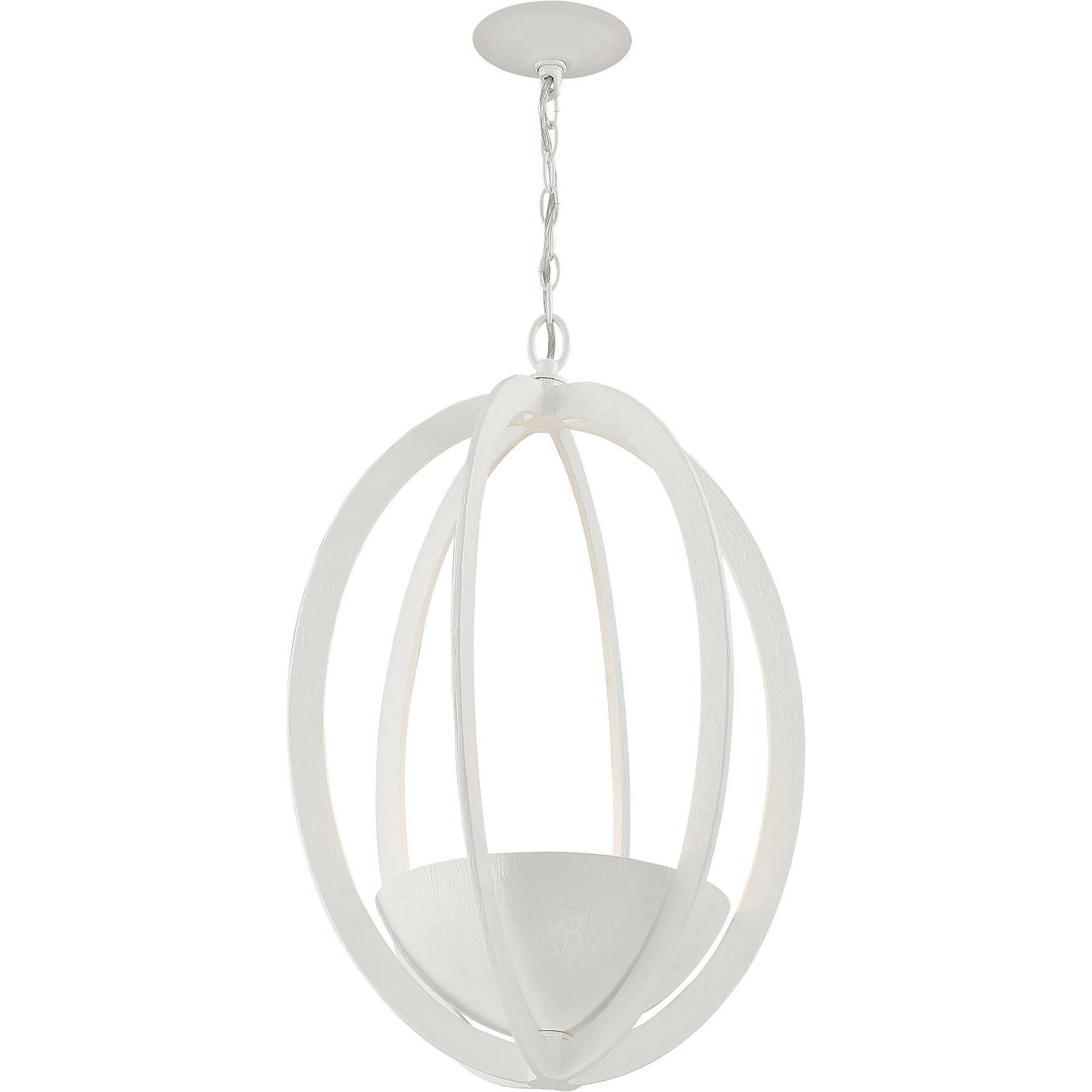 Eclipse 2-Light Oval Chandelier by Lumanity in gesso white. Made from iron in a modern style.