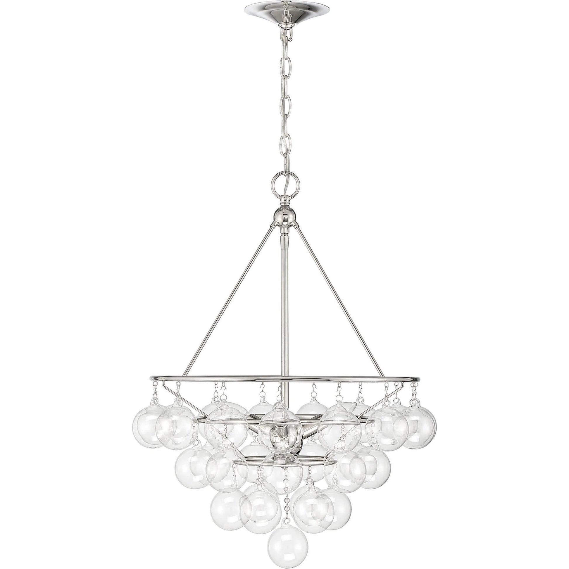 Isla 3-Light Chandelier by Lumanity in polished nickel. Made from iron, glass in a modern style.