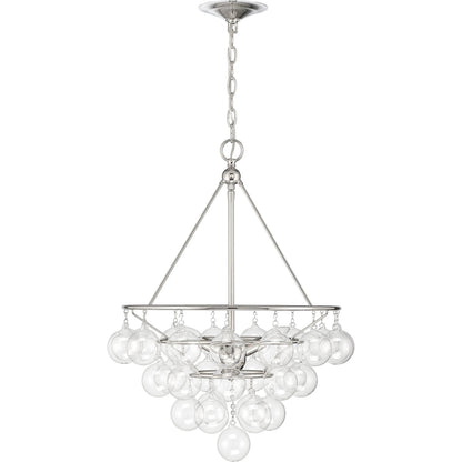 Isla 3-Light Chandelier by Lumanity in polished nickel. Made from iron, glass in a modern style.