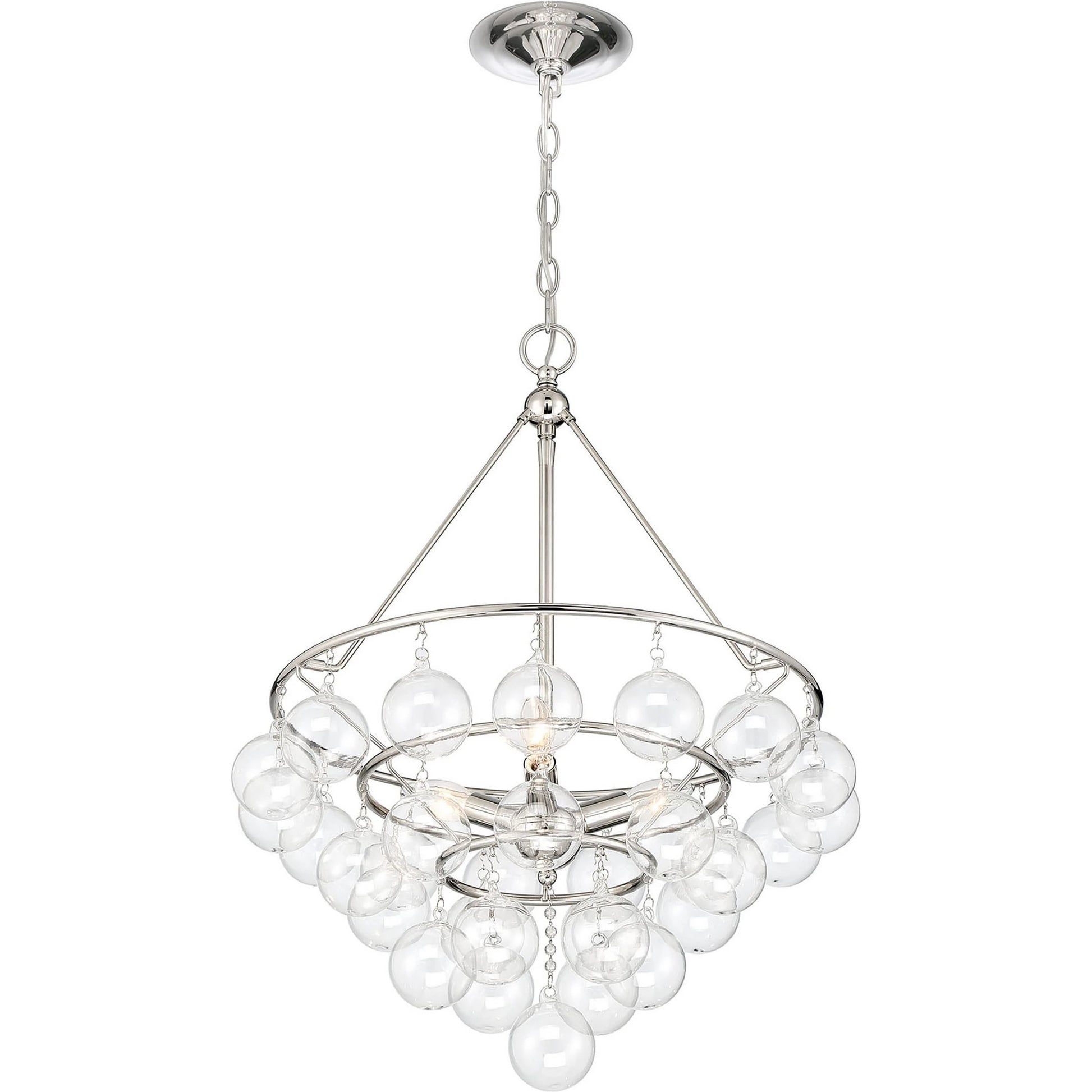 Isla 3-Light Chandelier by Lumanity in polished nickel. Made from iron, glass in a modern style.