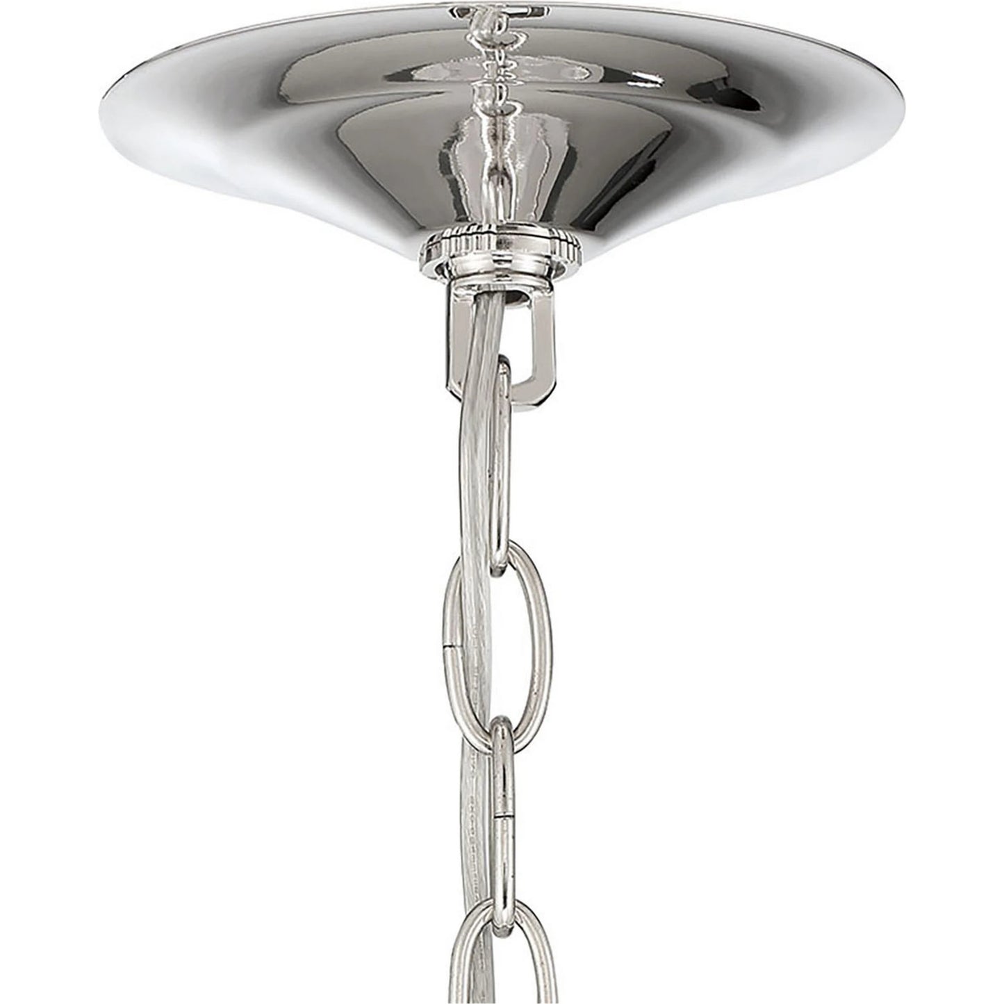 002 SI-1965983 | Closeup | Isla 3-Light Chandelier by Lumanity in polished nickel. Made from iron, glass in a modern style.