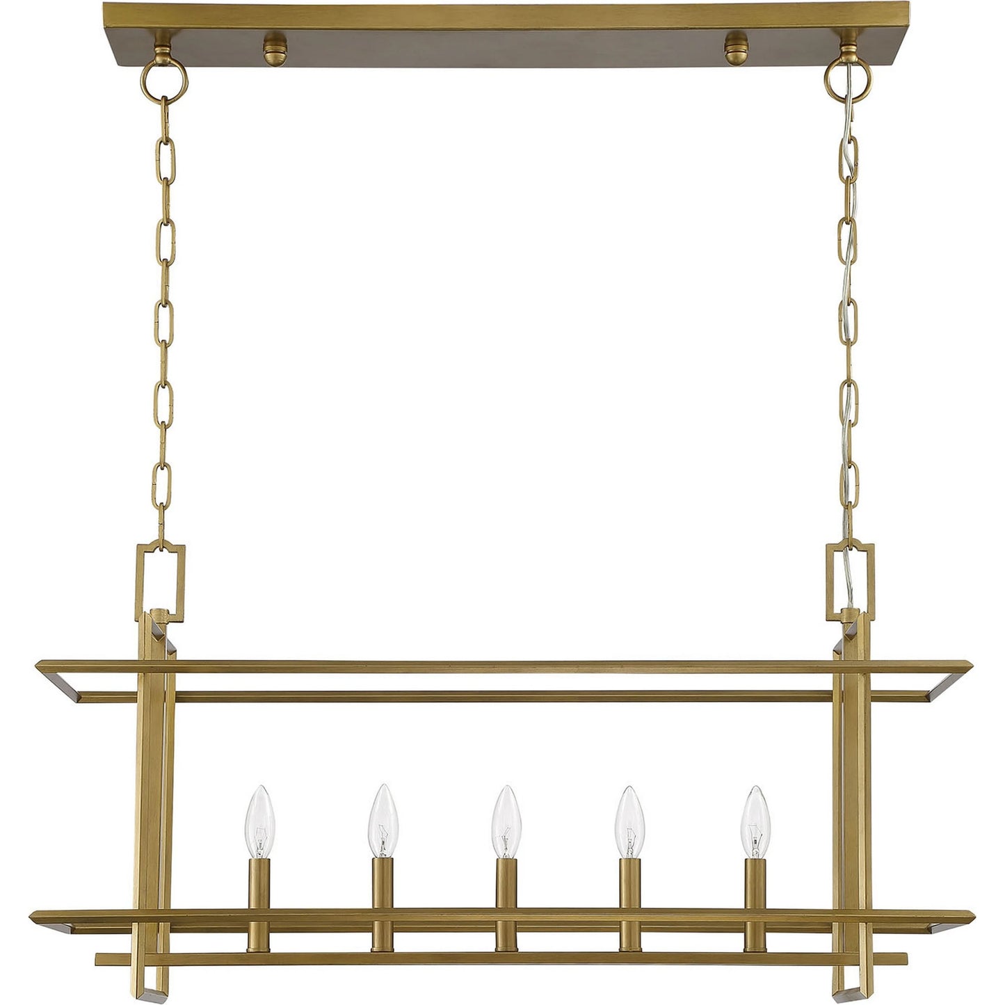 001 SI-1965997 | Primary Silo | Ormand 5-Light Linear Pendant by Lumanity in brass. Made from iron in a modern style.