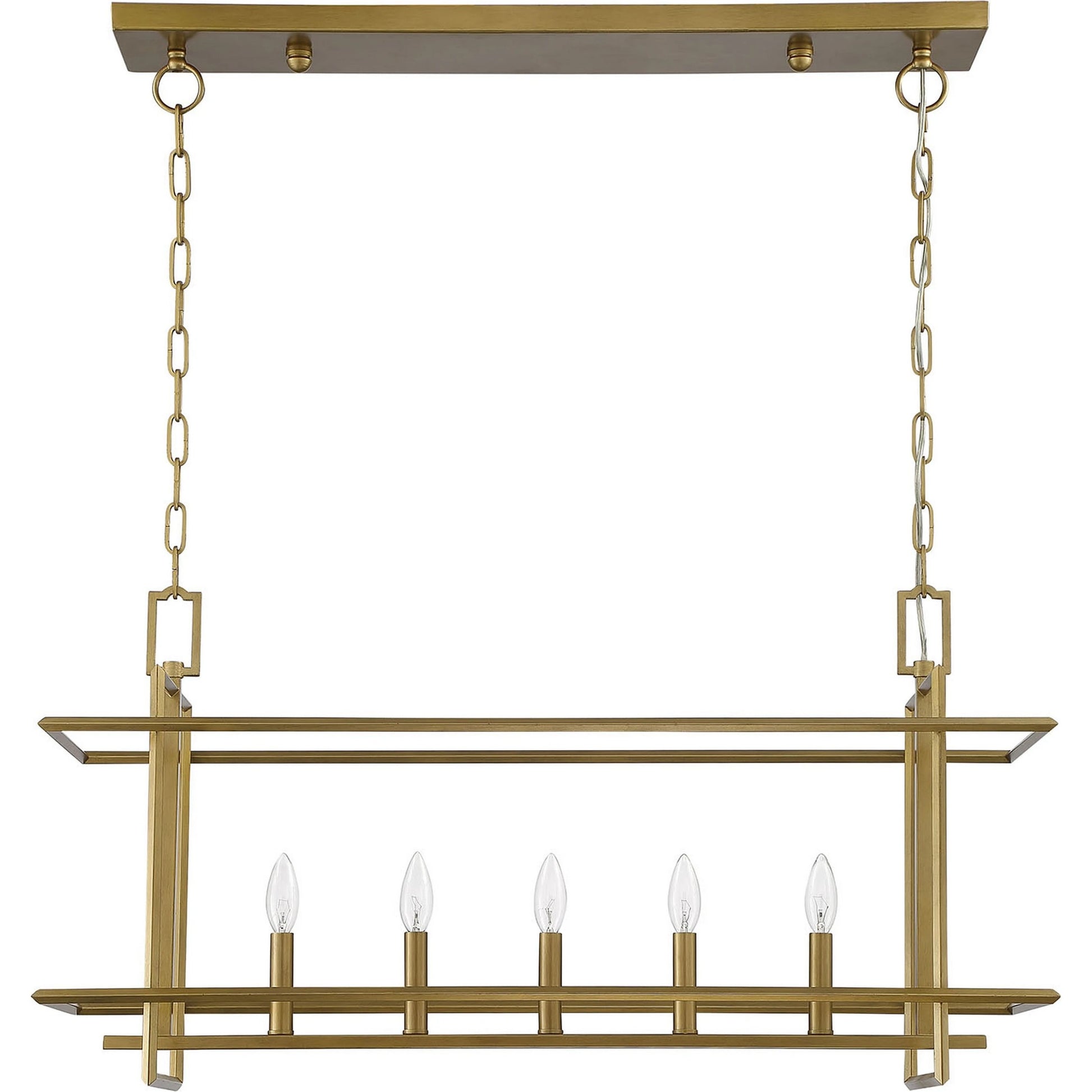 Ormand 5-Light Linear Pendant by Lumanity in brass. Made from iron in a modern style.