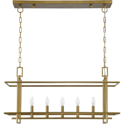 Ormand 5-Light Linear Pendant by Lumanity in brass. Made from iron in a modern style.