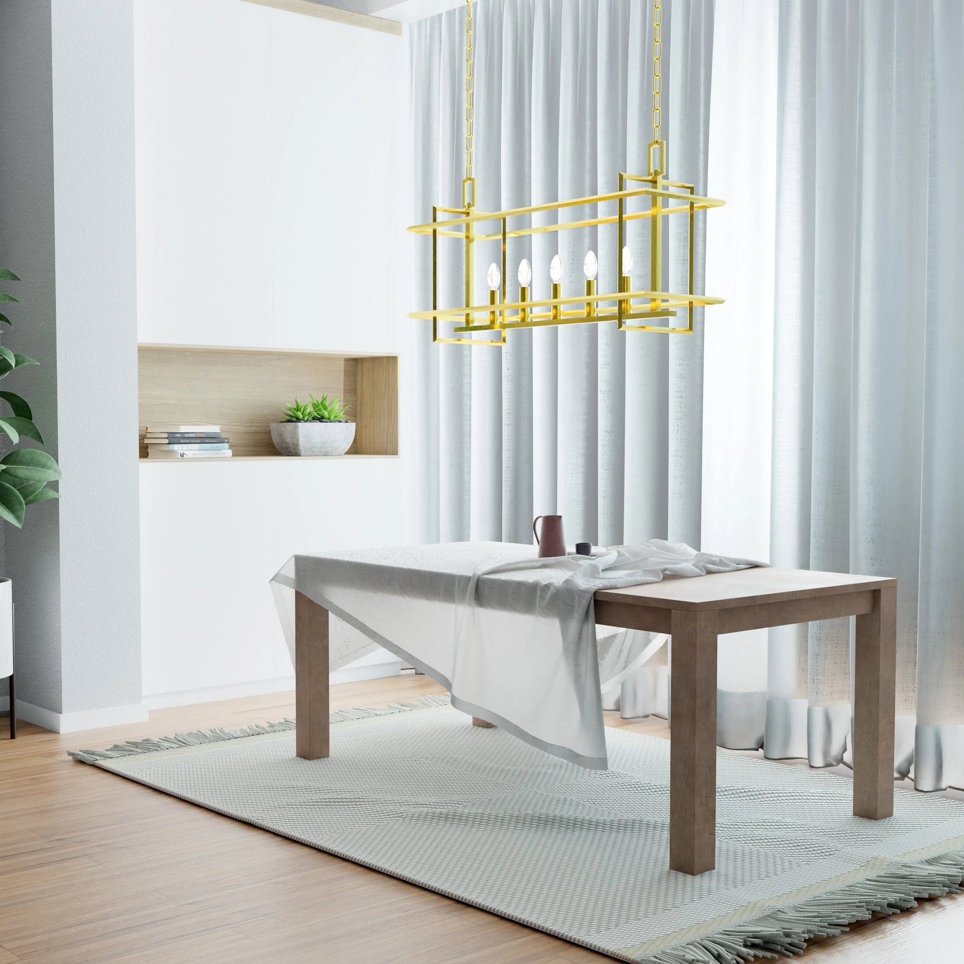 Ormand 5-Light Linear Pendant by Lumanity in brass. Made from iron in a modern style.
