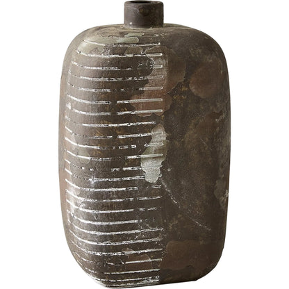 Lantern Vase by Global Views in red. Made from unique in a rustic style.