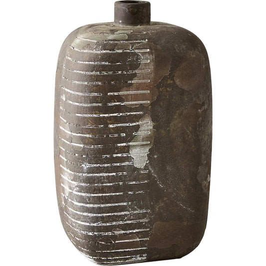 Lantern Vase by Global Views in red. Made from unique in a rustic style.