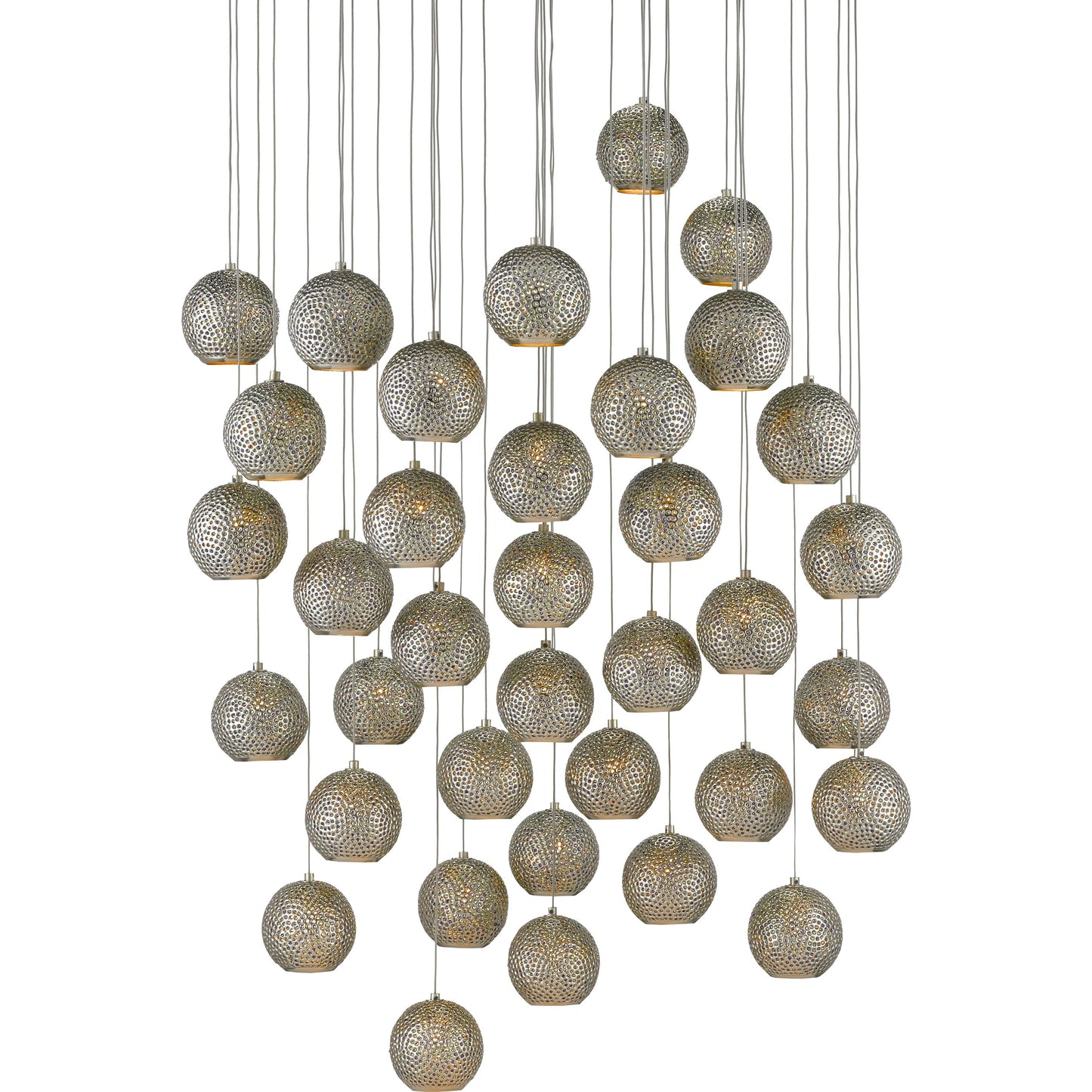 004 SR-890128 | Primary Silo | Giro Pendant by Currey and Company in painted silver, nickel, blue. Made from metal, glass bead in a modern style.