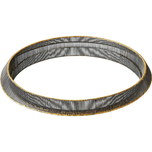 Whipped Wire Tray/Mirror by Global Views in black, gold and brass. Made from unique in a unique style.