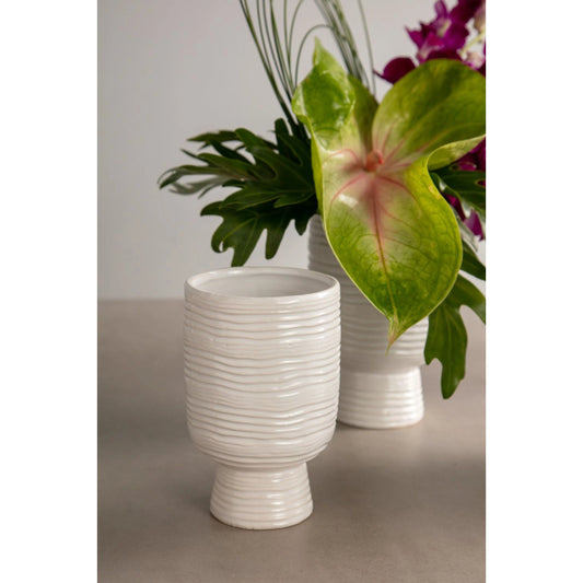 Monaco Vase by Accent Decor in white. Made from ceramic in a modern style.