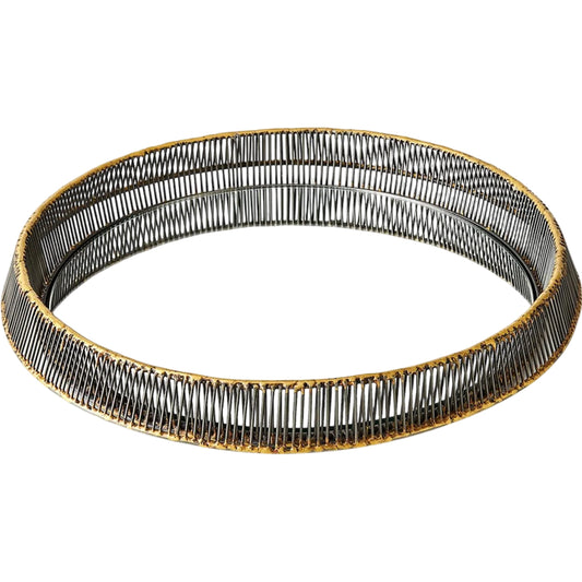 Whipped Wire Tray/Mirror by Global Views in black, gold and brass. Made from unique in a unique style.