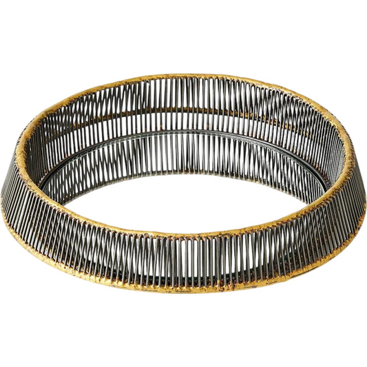 Whipped Wire Tray/Mirror by Global Views in black, gold and brass. Made from unique in a unique style.