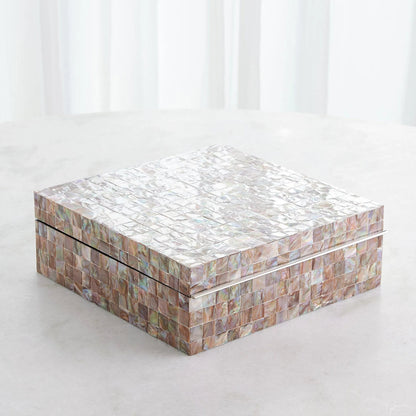 Mother Of Pearl Box by Global Views in pearl and smooth lacquer. Made from unique in a eclectic & global style.