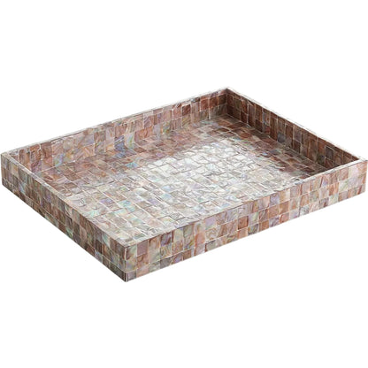 Mother of Pearl Tray by Global Views. Made from mdf, plywood, mother of pearl in a coastal style.