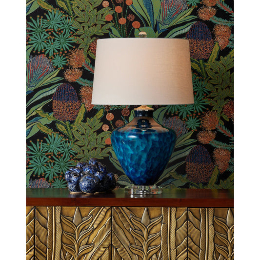 Sulawasi Shells by Currey and Company in reactive dark blue. Made from ceramic in a unique style.
