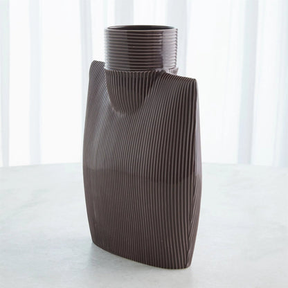 Ribbed Collar Vase by Global Views in plum. Made from unique in a eclectic & global style.