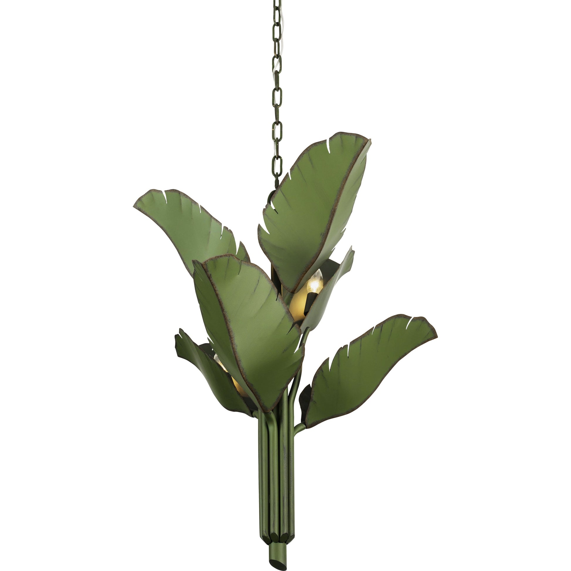 Banana Leaf Chandelier by Varaluz. Made from hand-crafted from recycled steel in a coastal style.