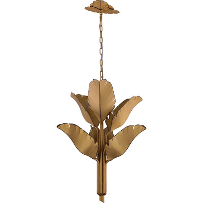 Banana Leaf Chandelier by Varaluz. Made from hand-crafted from recycled steel in a coastal style.