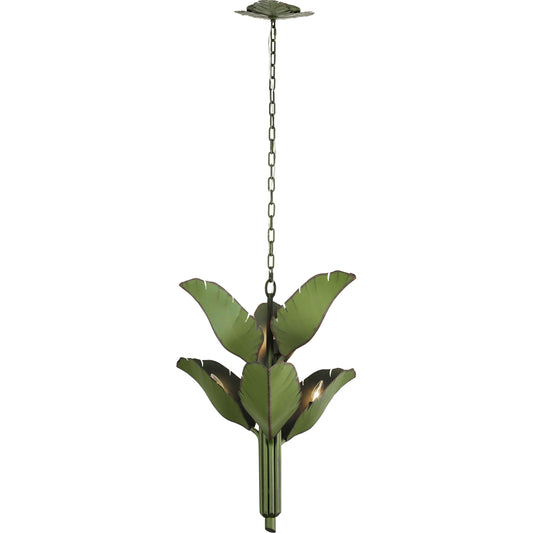 Banana Leaf Chandelier by Varaluz. Made from hand-crafted from recycled steel in a coastal style.