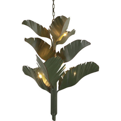 Banana Leaf Chandelier by Varaluz. Made from hand-crafted from recycled steel in a coastal style.
