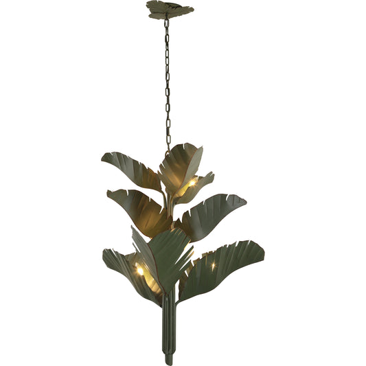 Banana Leaf Chandelier by Varaluz. Made from hand-crafted from recycled steel in a coastal style.
