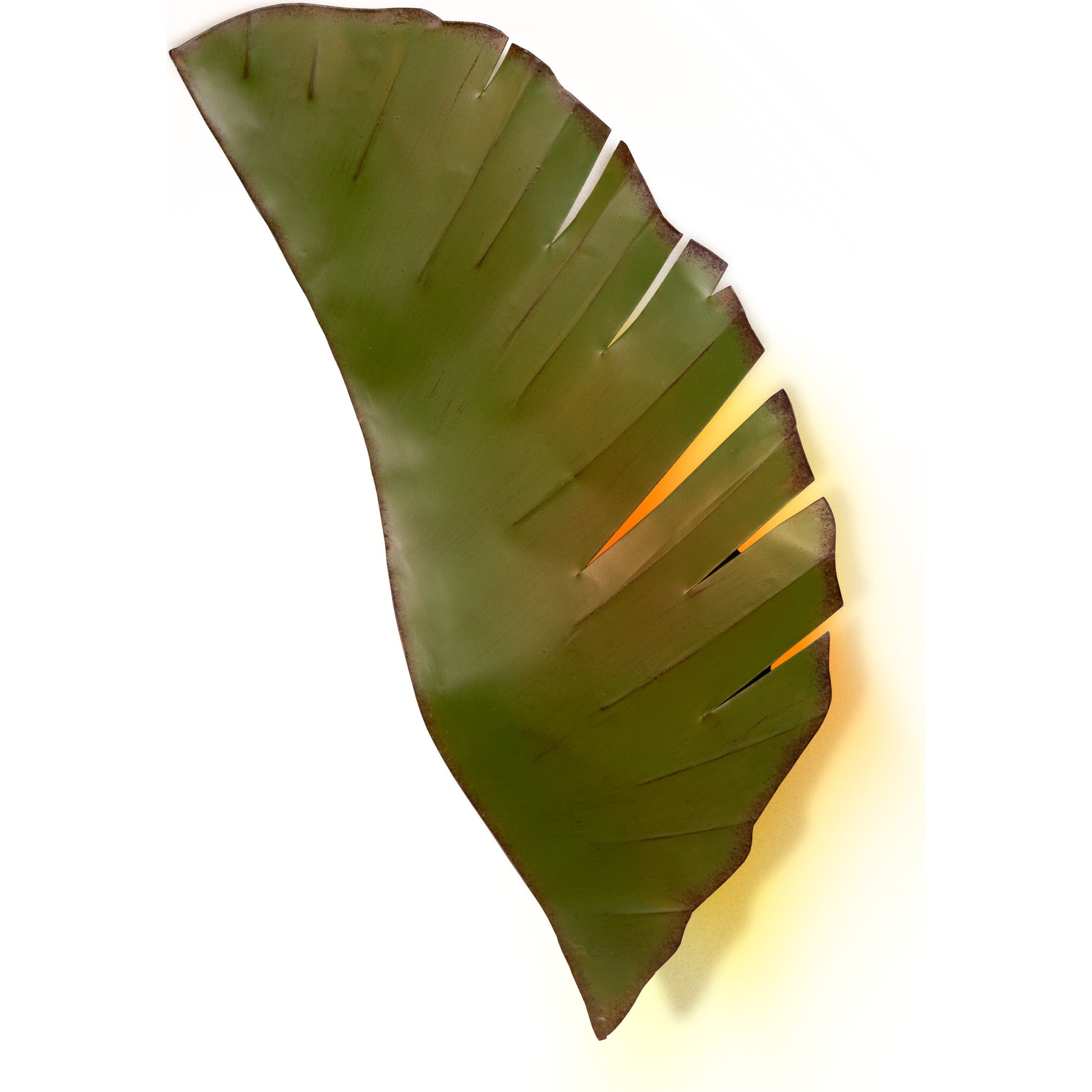 Sconce by Varaluz in banana leaf. Made from banana leaf, recycled steel in a coastal style.