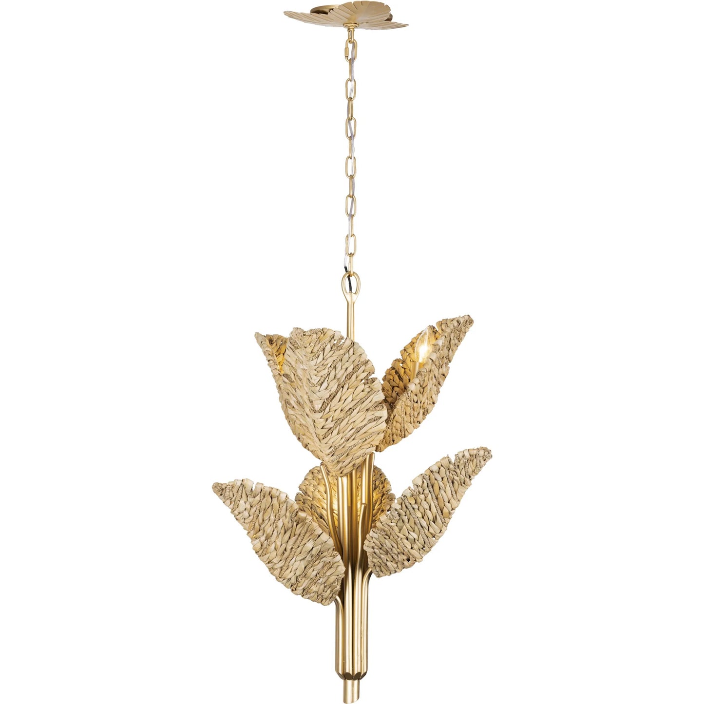 006 SI-2332057 | Additional Silo | Banana Chandelier by Varaluz in french gold, natural seagrass. Made from unique in a rustic style.